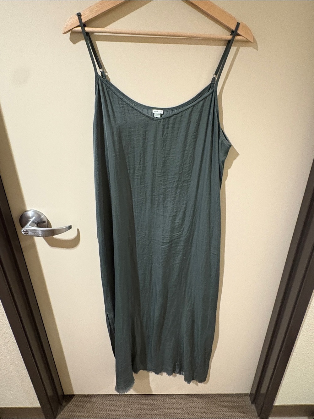 Sage Green Aerie Satin Slip Dress - Picture 2 of 4